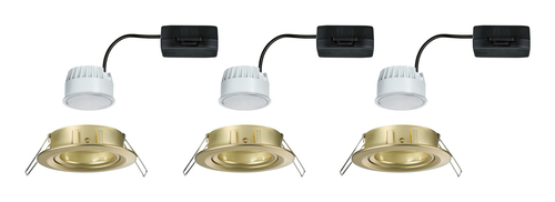 Paulmann Einbauleuchte LED Nova Coin 3-Set Gold - Leuchten Kategorie: Einbauleuchte - Betriebsart: Netzbetrieb - Lampensockel: LED fest verbaut - Farbtemperatur Kelvin: 2700 K - Gesamtleistung: 18 W - Farbwiedergabeindex CRI: 85