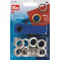 Prym Ösen + Scheiben 14 mm, Silber, 10 Stück - Verpackungseinheit: 10 Stück - Detailfarbe: Silber - Produkttyp: Ösen