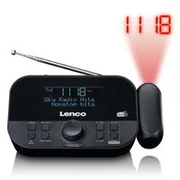 Lenco Radiowecker CR-615BK Schwarz - Radio Tuner: FM - DAB+ - Stromversorgung: Netzbetrieb - Detailfarbe: Schwarz - Ausstattung: Projektion Uhrzeit - Display - Weckfunktion - Schlummerfunktion - Typ: Radiowecker