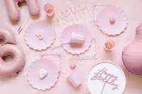 Partydeco Kerze Rosa, 14 cm, 12 Stück - Detailfarbe: Rosa - Packungsgrösse: 12 Stück - Anlass: Geburtstag - Motiv: Geburtstag