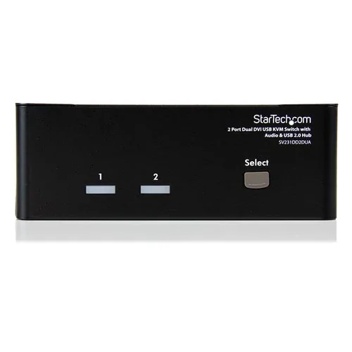 StarTech.com 2 Port Dual DVI USB KVM Switch with Audio & USB 2.0 Hub - TAA