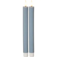 Star Trading LED-Stabkerzen Set Flamme Stripe, 25 cm, Blau, 2 Stück - Betriebsart: Batteriebetrieb - Fernbedienung: Nein - Aussenanwendung: Nein - Höhe: 25 cm - Timerfunktion: Ja - Set: Ja