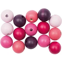 Rico Design Holzperlen Gebohrt 12 mm Pink, 15 Stück - Packungsgrösse: 15 Stück - Durchmesser: 12 mm - Detailfarbe: Pink - Perlenart: Holzperlen
