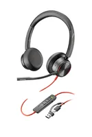 HP Poly Blackwire 8225 Stereo USB-C Headset +USB-C/A Adapter Auricolare Cablato A Padiglione Ufficio USB tipo-C Nero