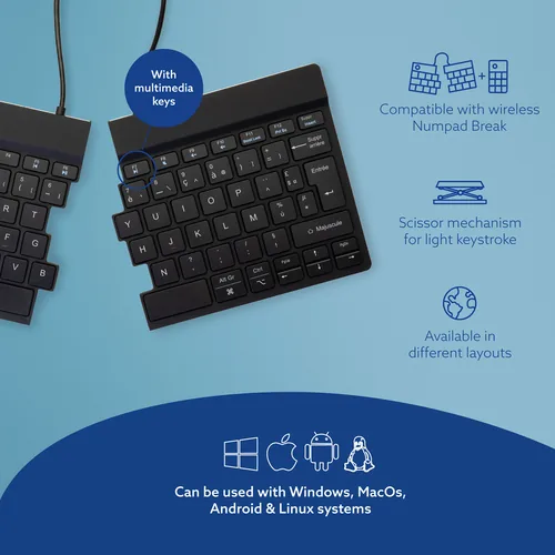 R-GO SPLIT BREAK ERGONOMIC KEYBOARD AZERTY (FR) BLUETOOTH B