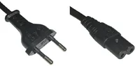 Diggelmann Netzkabel 1 m C7 - T26 Schwarz - Anzahl Leiter: 2 - Detailfarbe: Schwarz - Kinderschutz: Nein - Steckereigenschaften: Angespritzt - Steckertyp Ausgang: C7 - Leiterquerschnitt: 0.75 mm²
