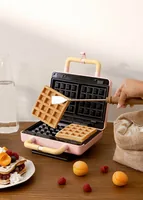 Create Waffeleisen Stone 3 in 1 Studio Pastelrosa - Leistung: 800 W - Anzahl pro Durchgang: 2 - Motiv: Würfel