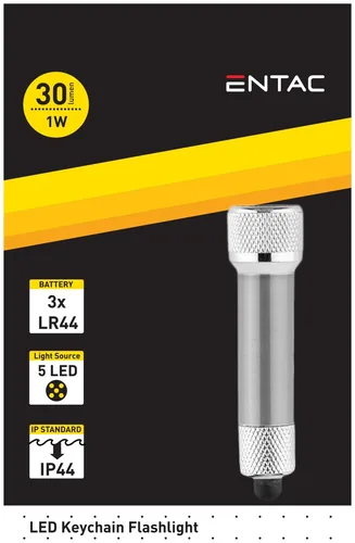 Entac Taschenlampe 5LED Schlüsselanhänger Silber