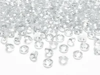 Partydeco Streudeko Diamanten 1.2 cm, 100 Stück, Transparent - Motiv: Hochzeit - Material: Kunststoff - Detailfarbe: Transparent