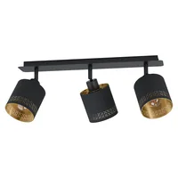 EGLO Leuchten Aufbauspot ESTEPERRA 3x E27, Schwarz/Gold - Leuchten Kategorie: Deckenleuchte - Betriebsart: Netzbetrieb - Lampensockel: E27 - Farbtemperatur Kelvin: Je nach Leuchtmittel - Gesamtleistung: 84 W - Farbwiedergabeindex CRI: 0