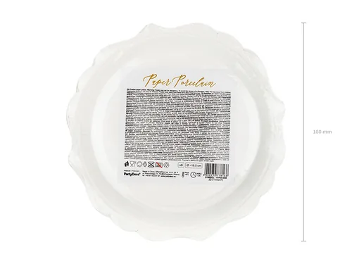 Partydeco Einwegteller mit Goldrand 18.5 cm, 6 Stück, Weiss - Produkttyp: Einwegteller - Materialtyp: Papier - Material: Pappe - Detailfarbe: Weiss - Verpackungseinheit: 6 Stück
