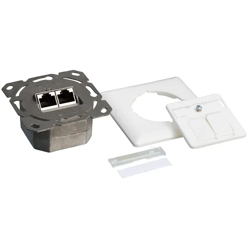 Logilink Cat.6A Anschlussdose, 2x RJ45,weiß, waagerecht