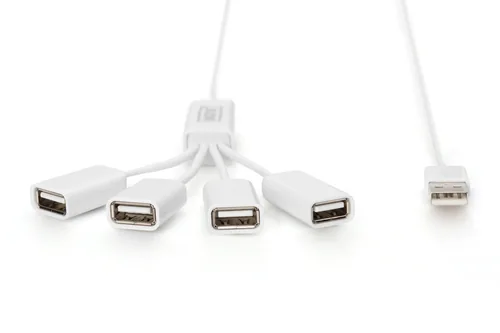 DIGITUS USB-Hub 4-Port 2.0->4xA2.0 integr. Kabel weiß