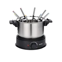 Severin Fondue-Set All-in-One 11 Teile, Schwarz/Silber - Anzahl Personen: 8 - Materialtyp: Metall - Material: Edelstahl - Betriebsart: Netzbetrieb - Kompatible Kochfelder: Netzbetrieb - nicht für Kochfelder - Detailfarbe: Silber - Schwarz