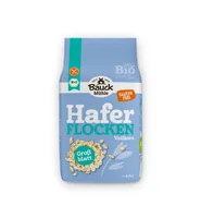 Bauck Mühle Haferflocken Grossblatt Glutenfrei, 475 g - Produkttyp: Getreide - Nährwertangabe pro: 100 g - Energiegehalt (in kj): 1560 KJ - Energiegehalt (in kcal): 370 Kcal - Fett: 6.7 g - Davon gesättigte Fettsäuren: 1.1 g