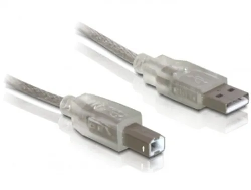 Delock Kabel USB 2.0 Typ-A Stecker > USB 2.0 Typ-B Stecker 0,5 m transparent