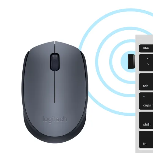 Logitech Maus M170 , kabellos - Maus-Typ: Mobile - Maus Features: Scrollrad - Bedienungsseite: Universal - Detailfarbe: Grau - Verbindungsart: Kabellos - Schnittstelle: USB-A