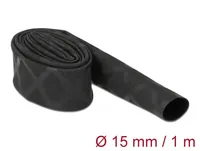 Delock Schrumpfschlauch X-Muster rutschfest 1 m x 15 mm Schwarz - Detailfarbe: Schwarz - Durchmesser: 15 mm - Länge: 1 m - Material: Polyolefin