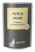 Escapure Nassfutter Pouch Pute & Huhn, 100 g - Tierbedürfnis: Kein besonderes Bedürfnis - Geschmacksrichtung: Geflügel - Zertifikate: Keine Zertifizierung - Fleischsorte: Truthahn - Huhn - Packungsgrösse: 100 g - Futtereigenschaft: Getreidefrei - Ohne kün