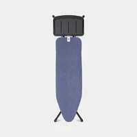 Brabantia Bügeltisch mit Dampfstationsablage Denim Blue - Bügelbrettbezug: Baumwolle (CO) - Ausstattung: Transportverriegelung - Kindersicherung - Dampfstationsablage - Ergonomisch - Höhenverstellbar: Ja - Breite: 38 cm - Detailfarbe: Dunkelblau - Länge: 
