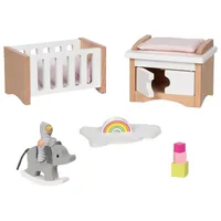 Goki Puppenhausmöbel Babyzimmerausstattung 12-teilig - Altersempfehlung ab: 3 Jahren - Material: Holz - Höhe: 0 cm - Nachhaltigkeit: Nicht angegeben