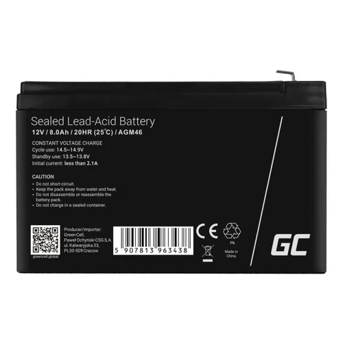 Green Cell Ersatzbatterie AGM46 12V/8Ah