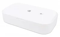 Manhattan UV Phone Sanitizer, Integrated UV LEDs to eliminate germs, viruses and bacteria, Quick 1-minute or 5-minute cleaning cycle, Auto-off UV light when opened, White, Three Year Warranty