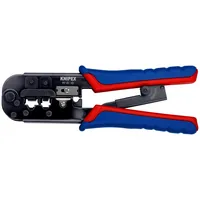 Knipex Crimpzange 190 mm - Montageart: Crimpzange RJ45 (Litze) - Crimpzange RJ11 (Litze) - Crimpzange RJ12 (Litze) - Für Stecker: RJ45 (8 Pol) 8P2C - 8P4C - 8P6C - 8P8C - RJ12 (6 Pol) 6P6C - RJ11 (4 Pol) 6P2C - 6P4C