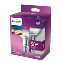 Philips Lampe LEDcla 60W E27 R80 WW ND 36D Warmweiss (WW) - Energieeffizienzklasse: F - Lampensockel: E27 - Protokoll: Ohne - Smart Home: Nicht kompatibel - Farbtemperatur Kelvin: 2700 K - Gesamtleistung: 4 W