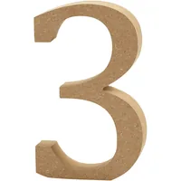 Creativ Company Holzzahl 3 1 Stück - Breite: 2 cm - Höhe: 13 cm - Länge: 13 cm - Anzahl Stück: 1 Stück - Holzherkunft: China - Holzhandelsname: Mischholz/MDF