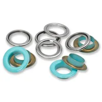 Prym Ösen mit Scheiben 15 Stück, Mint-Silber - Verpackungseinheit: 15 Stück - Detailfarbe: Silber - Mint - Produkttyp: Ösen
