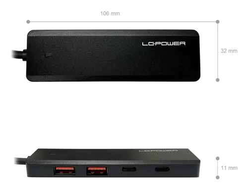 LC-Power LC-HUB-U3-4-C interface hub USB 3.2 Gen 2 (3.1 Gen 2) Type-A 10000 Mbit/s Black
