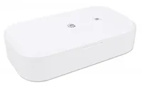 Manhattan UV Phone Sanitizer, Integrated UV LEDs to eliminate germs, viruses and bacteria, Quick 1-minute or 5-minute cleaning cycle, Auto-off UV light when opened, White, Three Year Warranty
