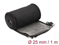 EMV Abschirmgeflechtschlauch mit Reißverschluss hitzebeständig 1 m x 25 mm schwarz