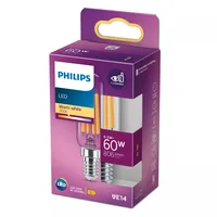 Philips LED T20 l Stablampe, E14, Klar, Warmweiss, 60W Ersatz - Energieeffizienzklasse EnEV 2020: E - Lampensockel: E14 - Farbtemperatur Kelvin: 2700 K - Gesamtleistung: 6.5 W - Dimmbar: dimmbar - Zusätzliche Ausstattung: Keine