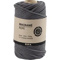 Creativ Company Baumwollgarn Makramee Rope 330 g, Grau - Packungsgrösse: 1 Stück - Länge: 55 m - Material: Polyester - Baumwolle - Detailfarbe: Grau - Nadelstärke: 4 mm - Waschbar bei: 20 °C
