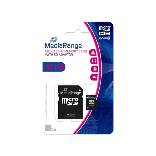 MediaRange SD MicroSD Card 32GB SD CL.10 inkl. Adapter