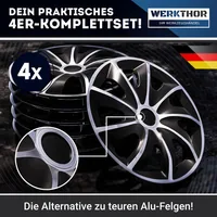 Werkthor Radzierblende Werkthor Radkappen 13 Zoll 4er Set 13 - Grösse: 13 - Detailfarbe: Schwarz - Silber