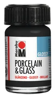 Marabu Glas- und Porzellanfarbe 073 Schwarz, 15 ml - Art: Glas- und Porzellanfarbe - Detailfarbe: Schwarz matt - Set: Nein - Verpackungseinheit: 1 Stück