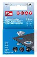 Prym Ösen mit Scheiben 80 Stück, Silber - Verpackungseinheit: 80 Stück - Detailfarbe: Silber - Produkttyp: Ösen
