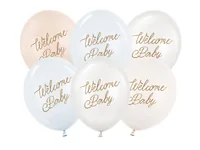 PARTYDECO Ballons 30cm SB14P3420016 Welcome Baby, blau 6 Stück