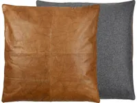 Södahl Kissen Leder Lodge, 60 x 60 cm, Black / Tobacco - Breite: 60 cm - Detailfarbe: Braun - Schwarz - Nachhaltigkeit: OEKO-TEX® STANDARD 100 - Bezug abnehmbar: Ja - Mit Bezug: Ja - Produkttyp: Kissen mit Füllung