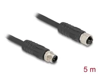 Delock M12 Kabel L-kodiert 4 Pin Stecker zu Buchse PUR schleppkettentauglich 5 m schwarz