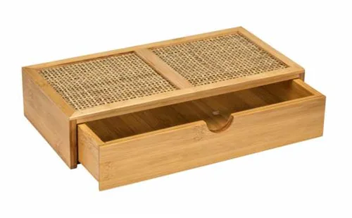 Wenko Aufbewahrungsbox Allegre mit Schublade, Hellbraun - Materialtyp: Holz - Material: Rattan - Detailfarbe: Hellbraun - Produkttyp: Aufbewahrungsbox