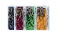 ferronorm Dübel Set mit Schrauben + Steinbohrer - Bohrdurchmesser: 0 mm - Länge: 22 mm - 29 mm - 24 mm - 39 mm - Verpackungseinheit: 1 Stück - Für Material: Steingut - Set: Ja