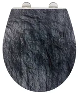 Wenko Toilettensitz Slate Rock Absenkautomatik, Grau - Breite: 38 cm - Länge: 44.5 cm - Detailfarbe: Grau