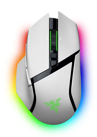 Razer Gaming-Maus Razer Basilisk V3 Pro 35k Weiss - Maus Features: Umschaltbare DPI-Auflösung - RGB-Beleuchtung - Seitliche Zusatztasten - Daumentaste - Beleuchtung - Ein-/Ausschalter - Scrollrad - Integrierter Speicher - Bedienungsseite: Rechtshänder - D