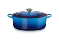 Le Creuset 21178312202430 Signature Gusseisen-Bräter mit Deckel, Ø 31 cm, Azure