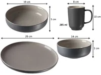 Ritzenhoff & Breker Speise-Service Jasper 16-teilig, Grau - Material: Steinzeug - Teller Typ: Speise-Service - Detailfarbe: Grau - Verpackungseinheit: 1 Stück - Form: Rund