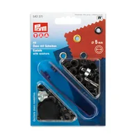 Prym Ösen + Scheiben 5 mm, Brüniert, 40 Stück - Verpackungseinheit: 40 Stück - Detailfarbe: Schwarz - Produkttyp: Ösen